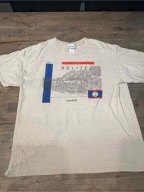 Vintage Carnival Belize Graphic Tee - Cream with Blue & Red Accents